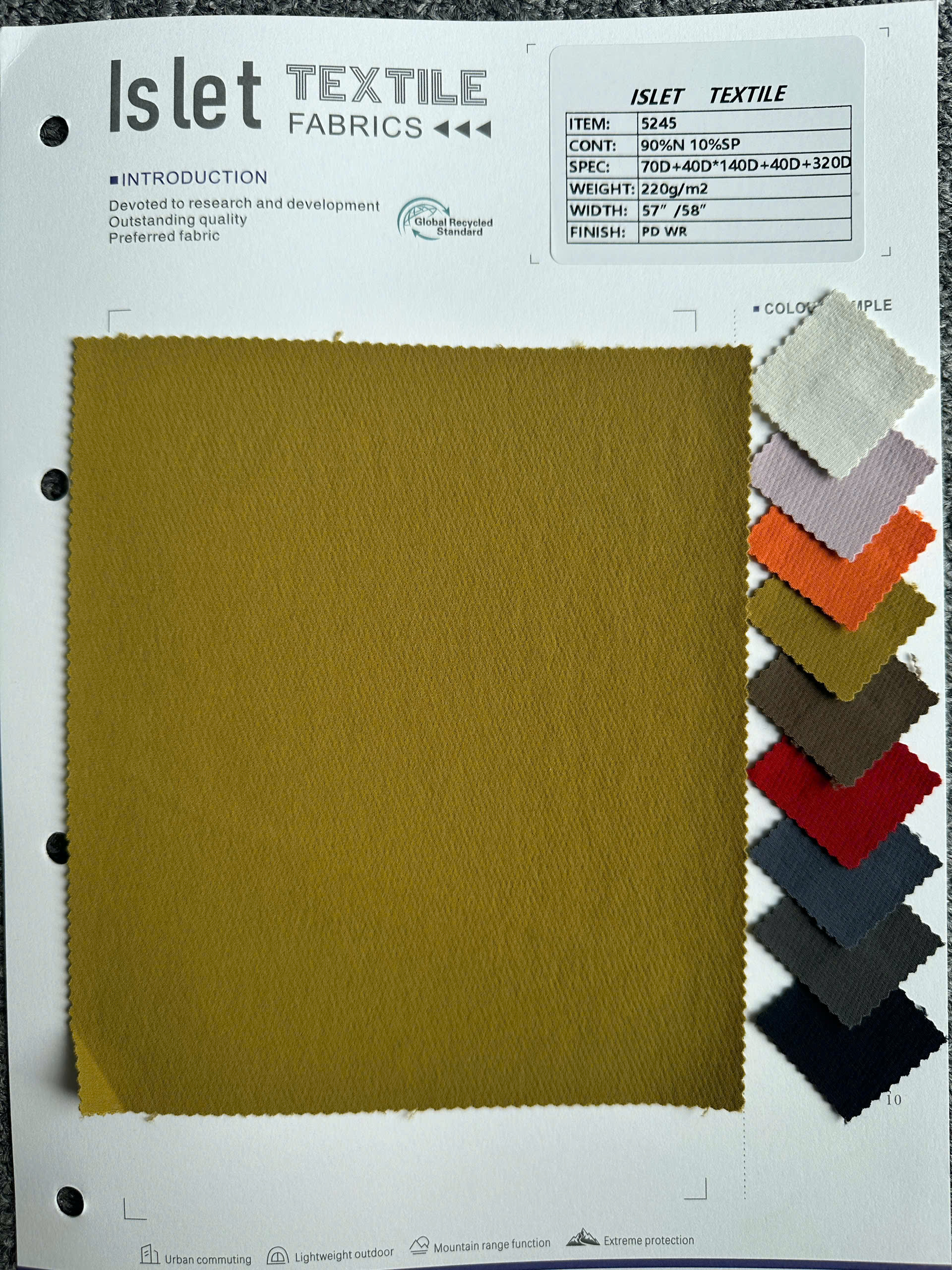 Vải nylon đàn hồi 5245 dày, co giãn 4 chiều, chống thấm WR - Ảnh 2