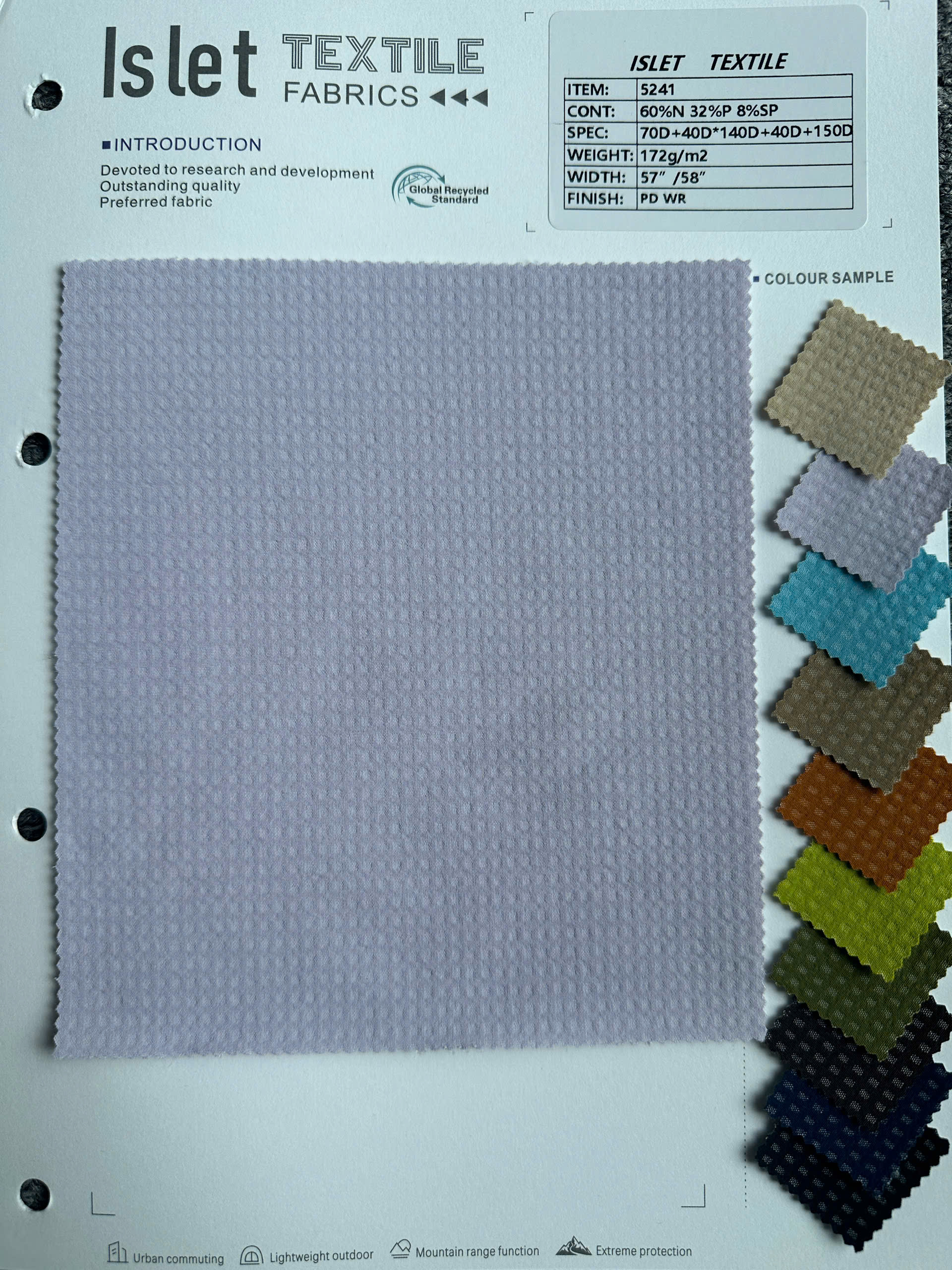 Vải nylon polyester 5241 nhẹ 172g/m², chống thấm co giãn - Ảnh 2