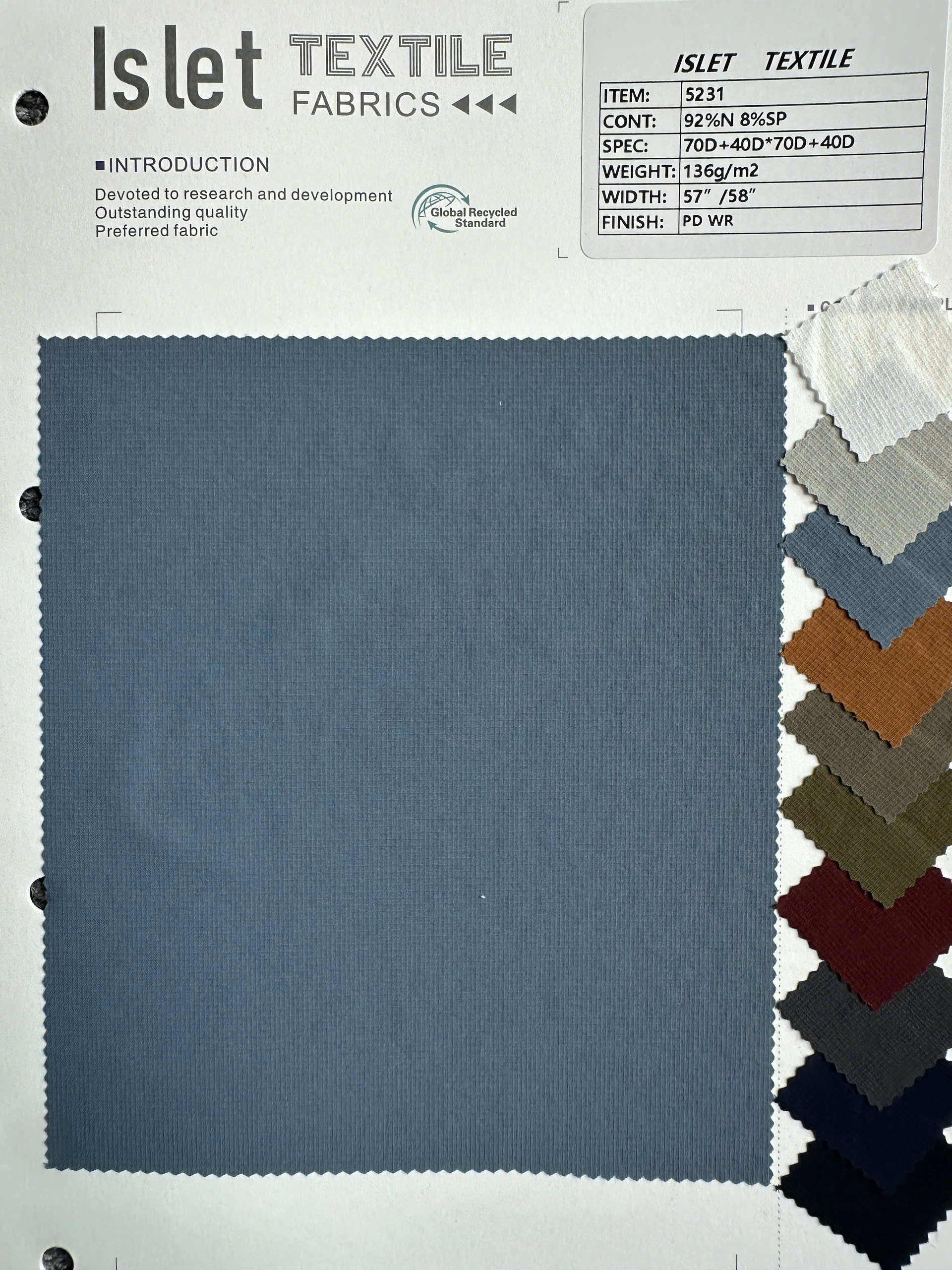 Vải Islet Textile, chống thấm và co giãn, thích hợp cho áo khoác mỏng và quần thể thao